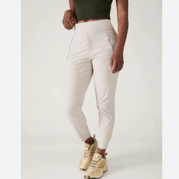 Athleta Trekkie North High Rise Jogger Pant Ecru Tan Size 14 - Picture 1 of 10